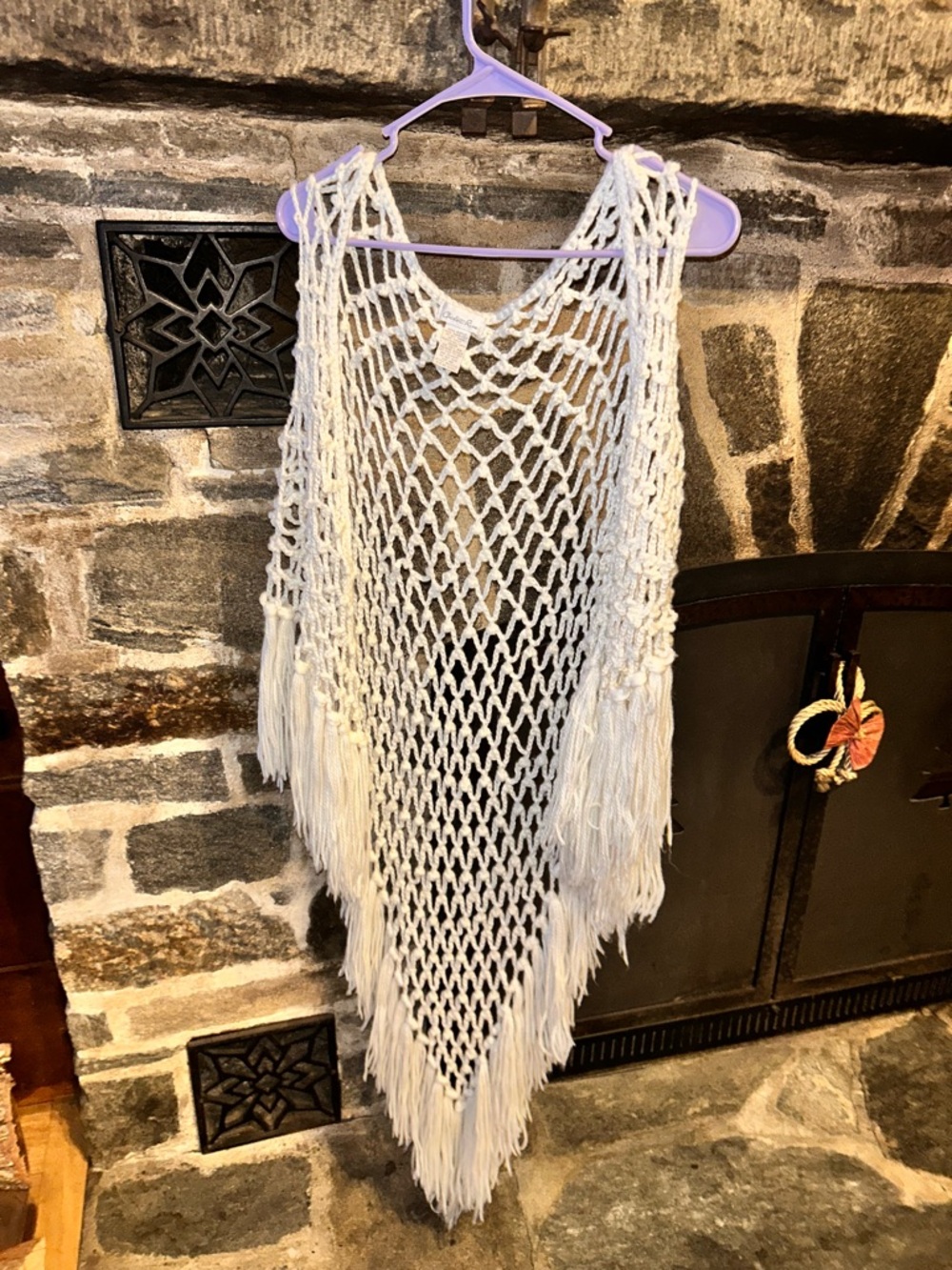 Charlotte Russe Ivory Crochet Fringe Vest